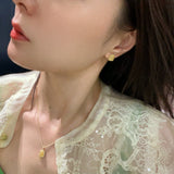 Luxury K Yellow Asscher - Cut Diamond Stud Earrings - floysun