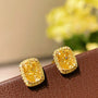 Luxury K Yellow Asscher - Cut Diamond Stud Earrings - floysun