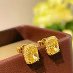 Luxury K Yellow Asscher - Cut Diamond Stud Earrings - floysun
