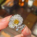 Luxury Paved Full Bloom Flower Ring - floysun