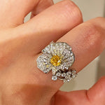 Luxury Paved Full Bloom Flower Ring - floysun