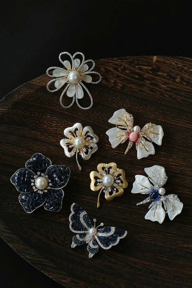 Luxury Pearl Brooch Collection | Elegant Floral & Butterfly Designs - floysun