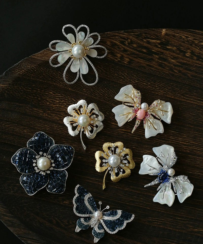 Luxury Pearl Brooch Collection | Elegant Floral & Butterfly Designs - floysun