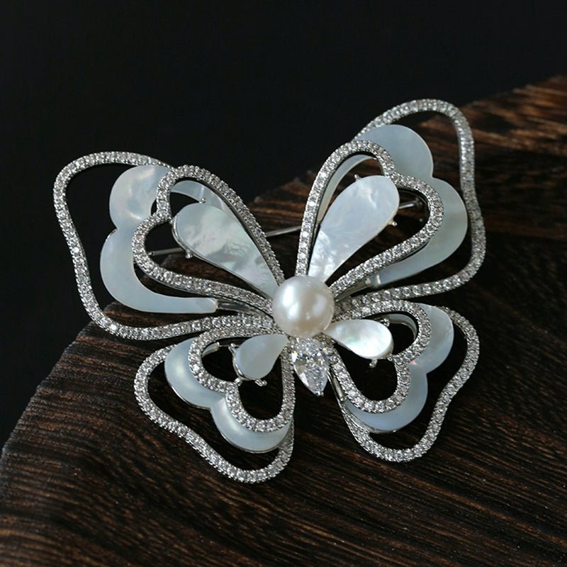 Luxury Pearl & Shell Brooch Collection | Vintage Floral, Butterfly & Gourd Pins - floysun