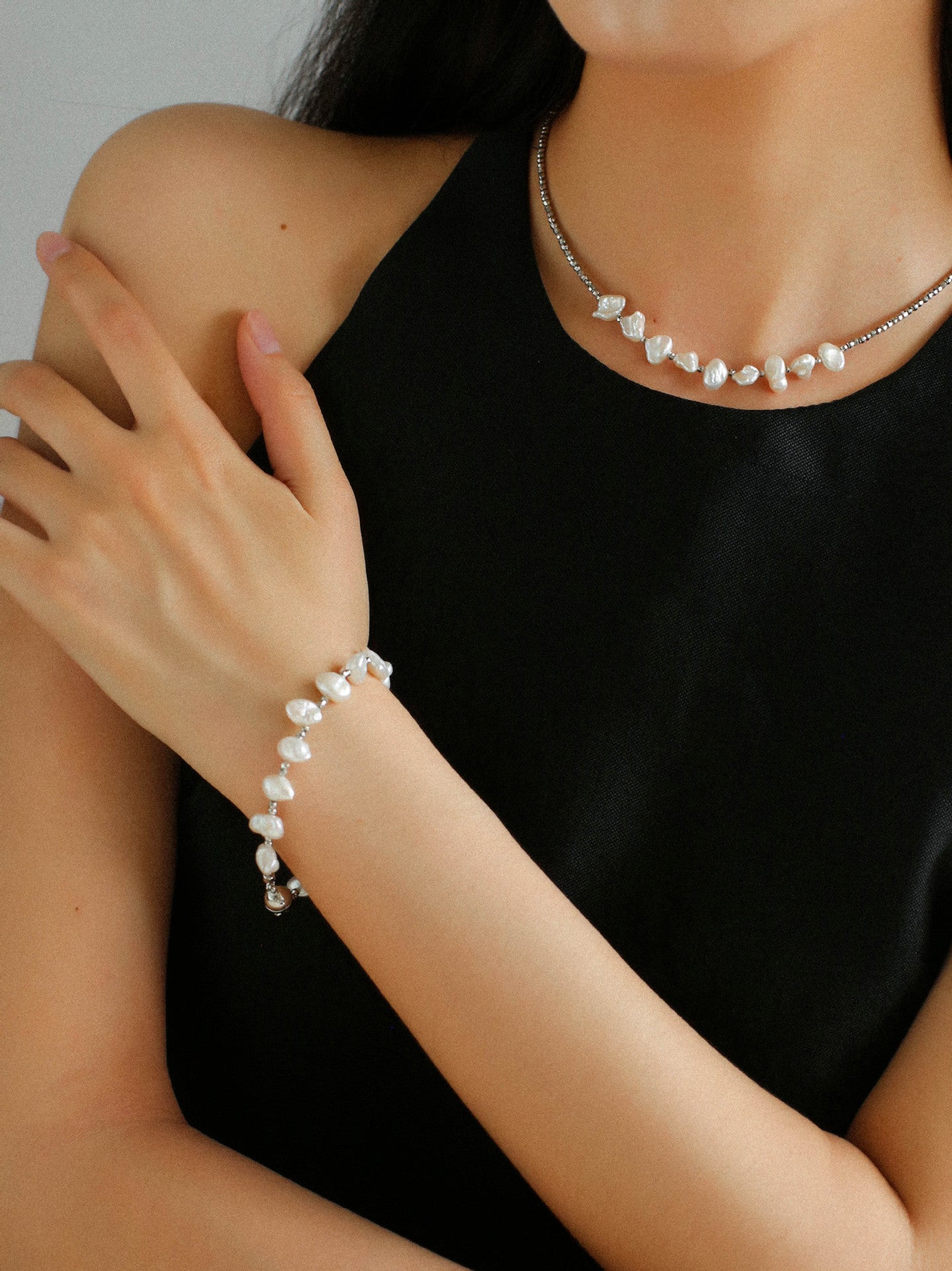 Luxury Shining Passepartout Crushed Baroque Pearl Necklace - floysun