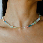 Macaron Matte Glass Freshwater Pearl Collarbone Necklace - floysun
