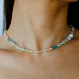 Macaron Matte Glass Freshwater Pearl Collarbone Necklace - floysun