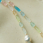 Macaron Matte Glass Freshwater Pearl Collarbone Necklace - floysun