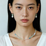 Macaron Three-Tone Crystal Freshwater Pearl Drop Earrings - floysun