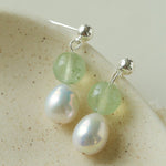 Macaron Three-Tone Crystal Freshwater Pearl Drop Earrings - floysun