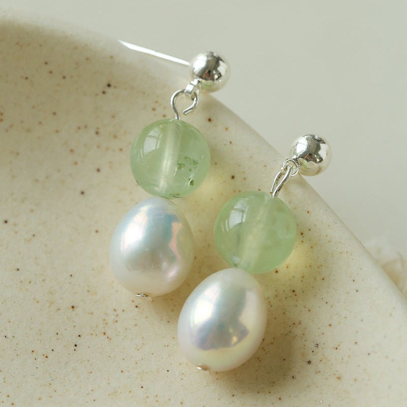 Macaron Three-Tone Crystal Freshwater Pearl Drop Earrings - floysun
