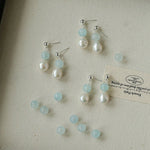 Macaron Three-Tone Crystal Freshwater Pearl Drop Earrings - floysun