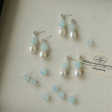 Macaron Three-Tone Crystal Freshwater Pearl Drop Earrings - floysun