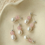 Macaron Three-Tone Crystal Freshwater Pearl Drop Earrings - floysun
