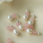 Macaron Three-Tone Crystal Freshwater Pearl Drop Earrings - floysun