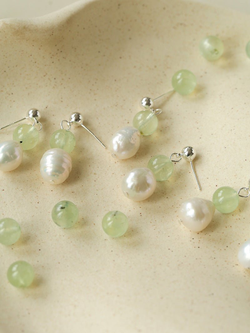 Macaron Three-Tone Crystal Freshwater Pearl Drop Earrings - floysun