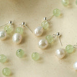 Macaron Three-Tone Crystal Freshwater Pearl Drop Earrings - floysun