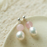 Macaron Three-Tone Crystal Freshwater Pearl Drop Earrings - floysun