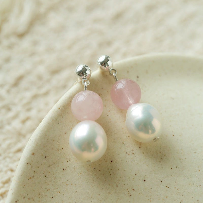 Macaron Three-Tone Crystal Freshwater Pearl Drop Earrings - floysun