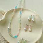 Macaron Three-Tone Crystal Freshwater Pearl Drop Earrings - floysun