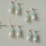 Macaron Three-Tone Crystal Freshwater Pearl Drop Earrings - floysun