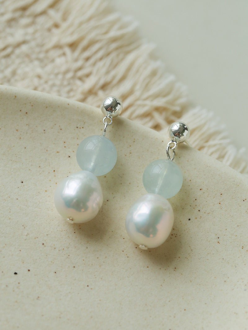 Macaron Three-Tone Crystal Freshwater Pearl Drop Earrings - floysun