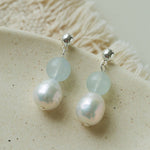 Macaron Three-Tone Crystal Freshwater Pearl Drop Earrings - floysun