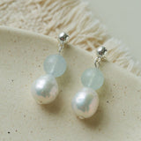 Macaron Three-Tone Crystal Freshwater Pearl Drop Earrings - floysun