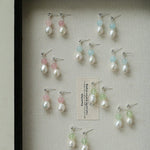 Macaron Three-Tone Crystal Freshwater Pearl Drop Earrings - floysun