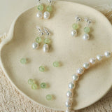 Macaron Three-Tone Crystal Freshwater Pearl Drop Earrings - floysun