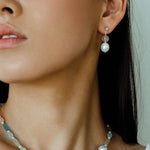 Macaron Three-Tone Crystal Freshwater Pearl Drop Earrings - floysun