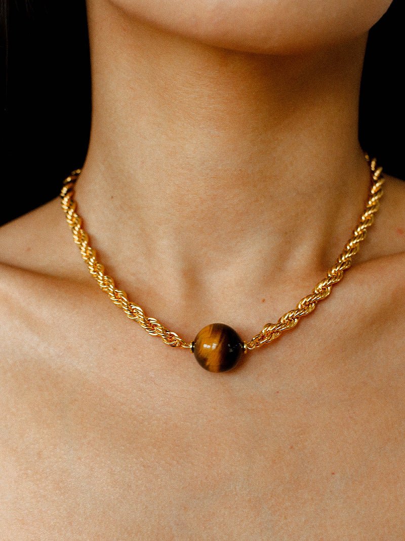 Maillard Tone Tiger’s Eye Chian Necklace - floysun