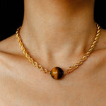 Maillard Tone Tiger’s Eye Chian Necklace - floysun