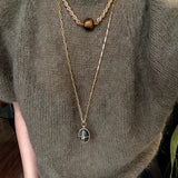 Maillard Tone Tiger’s Eye Chian Necklace - floysun