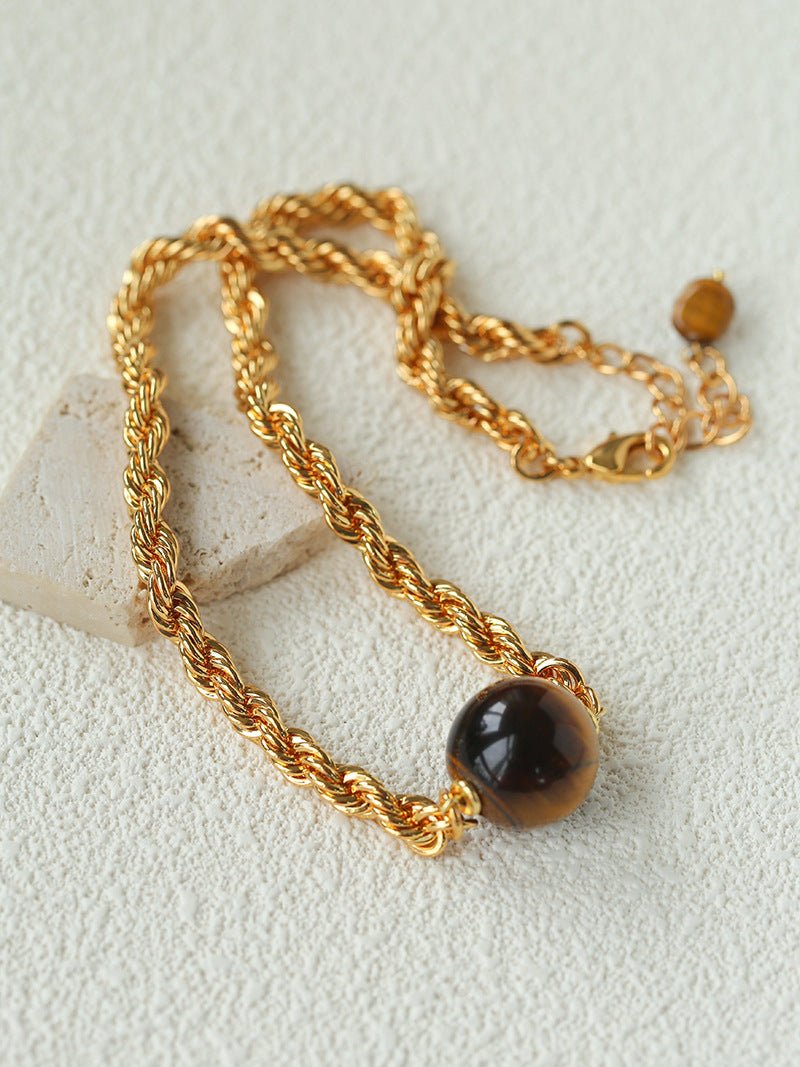 Maillard Tone Tiger’s Eye Chian Necklace - floysun