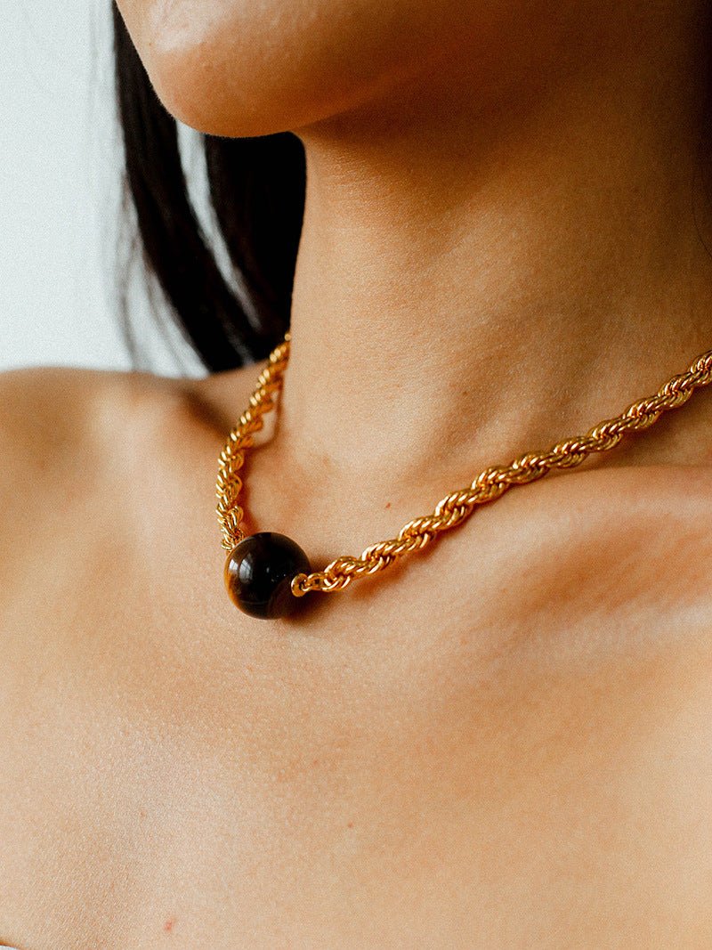 Maillard Tone Tiger’s Eye Chian Necklace - floysun