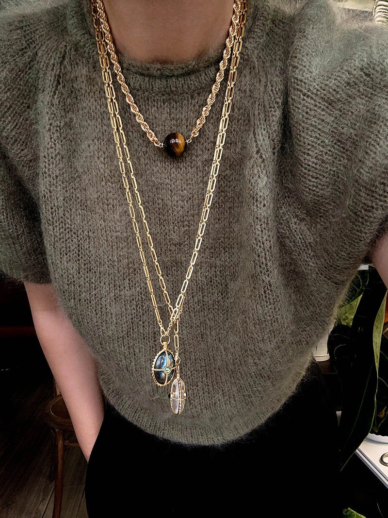 Maillard Tone Tiger’s Eye Chian Necklace - floysun