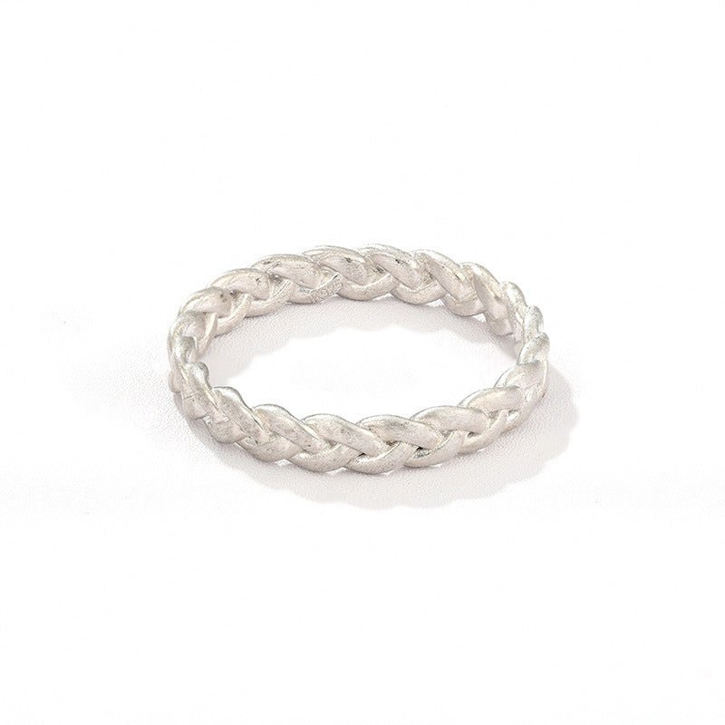 Matte Brushed 925 Sterling Silver Braided Twist Band Rings - floysun