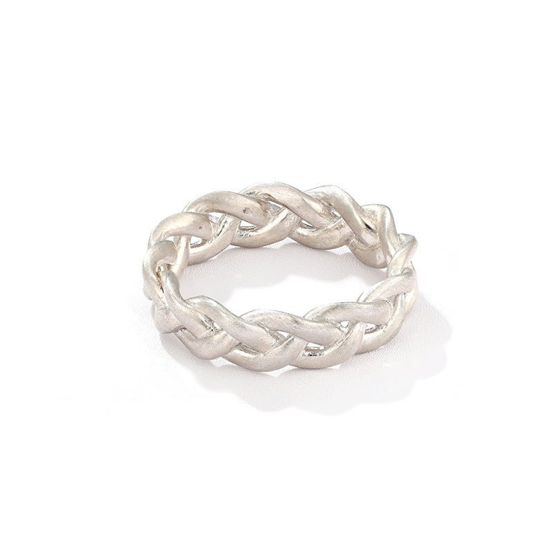 Matte Brushed 925 Sterling Silver Braided Twist Band Rings - floysun
