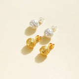 Matte Brushed Woven Ball Stud Earrings - floysun