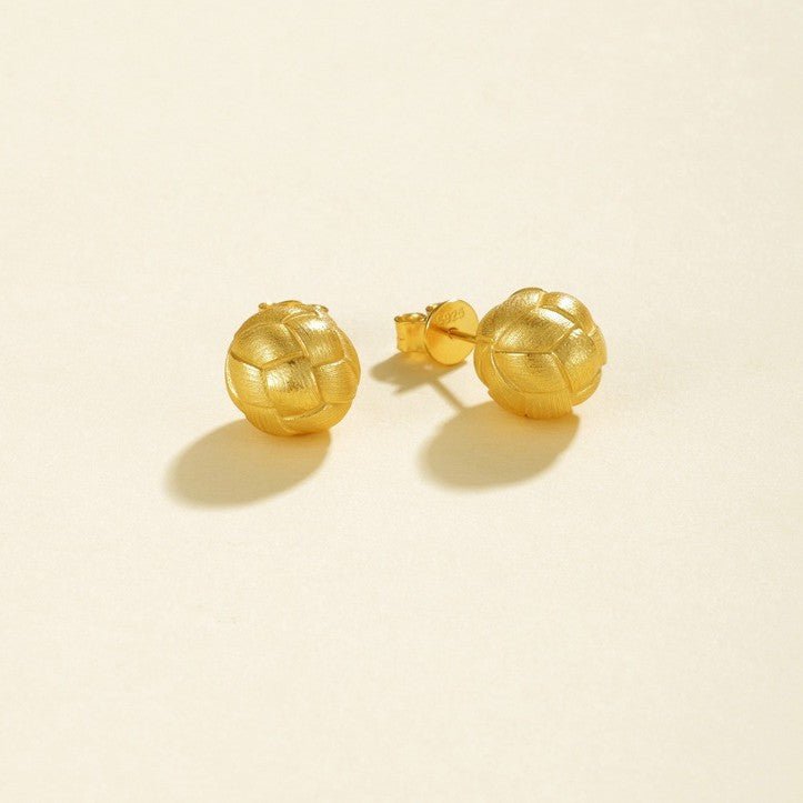 Matte Brushed Woven Ball Stud Earrings - floysun