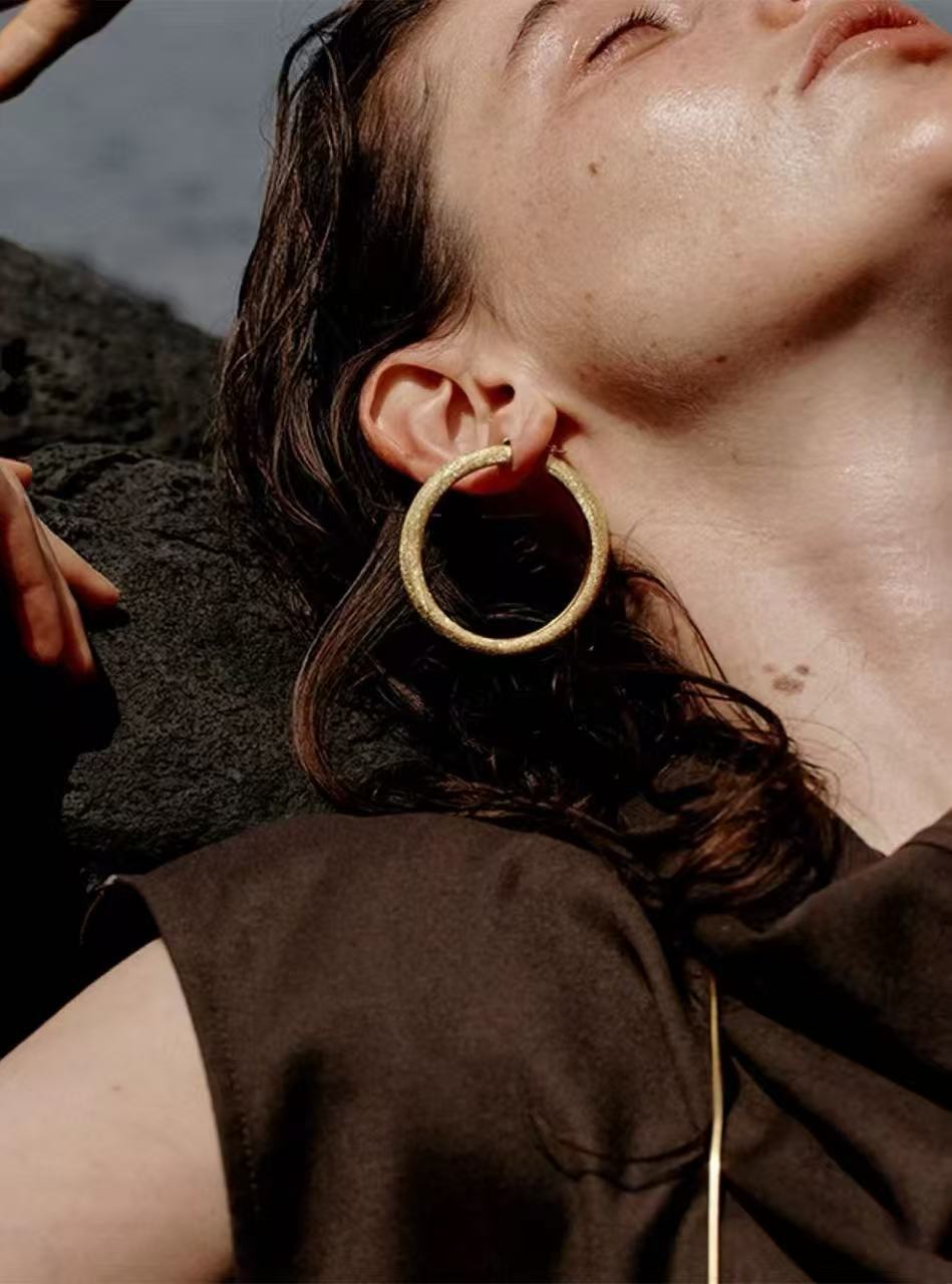 Matte Sand - Finish Hoop Earrings - floysun