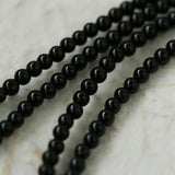 Matte Silver Bead and Black Agate Beaded Necklace - floysun