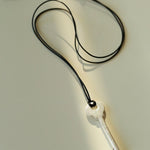 Matte Silver Key Pendant Necklace – Adjustable Black Cord Long Necklace - floysun