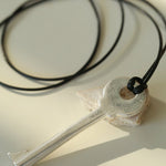 Matte Silver Key Pendant Necklace – Adjustable Black Cord Long Necklace - floysun