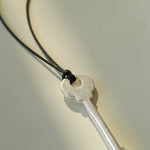 Matte Silver Key Pendant Necklace – Adjustable Black Cord Long Necklace - floysun