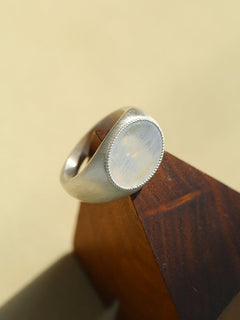 Matte Sterling Silver Semi - Precious Series 925 Silver Oval Ring - floysun