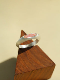 Matte Sterling Silver Semi - Precious Series Band Ring - floysun