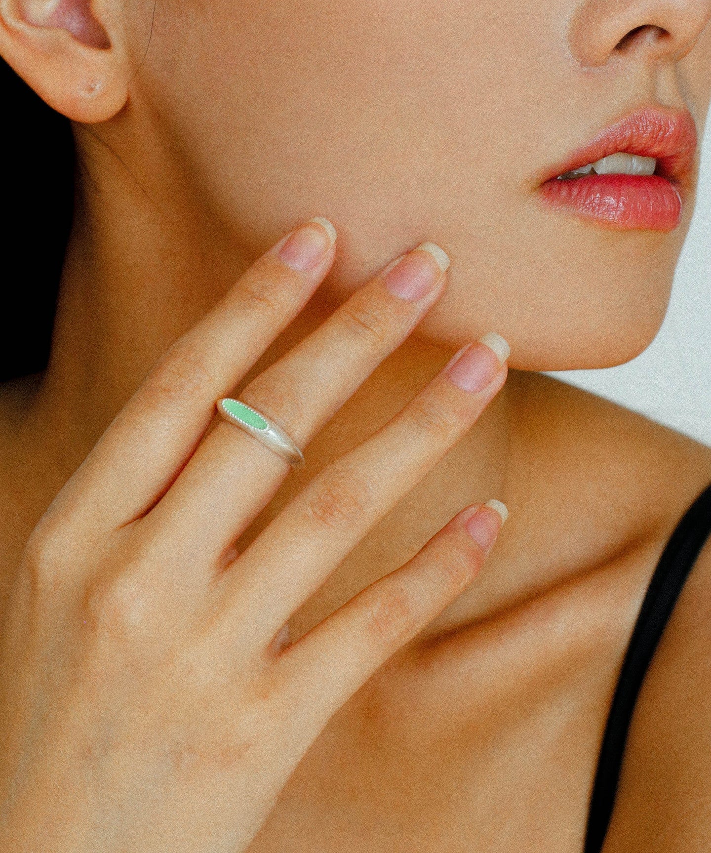 Matte Sterling Silver Semi - Precious Series Band Ring - Blue Lapis Lazuli - floysun