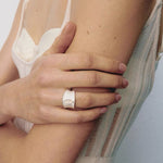 Matte Sterling Silver Series Black Hole Ring Black Agate/Gray Chalcedony - floysun